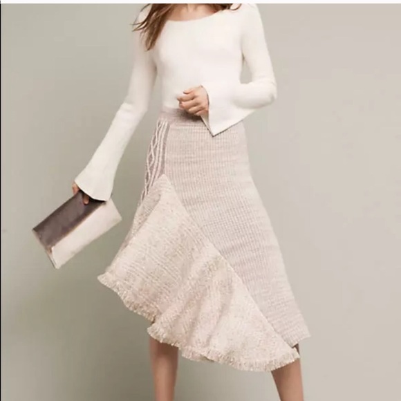 Anthropologie Dresses & Skirts - ANTHROPOLOGIE KNIT ASYMMETRICAL HEM KNIT SKIRT